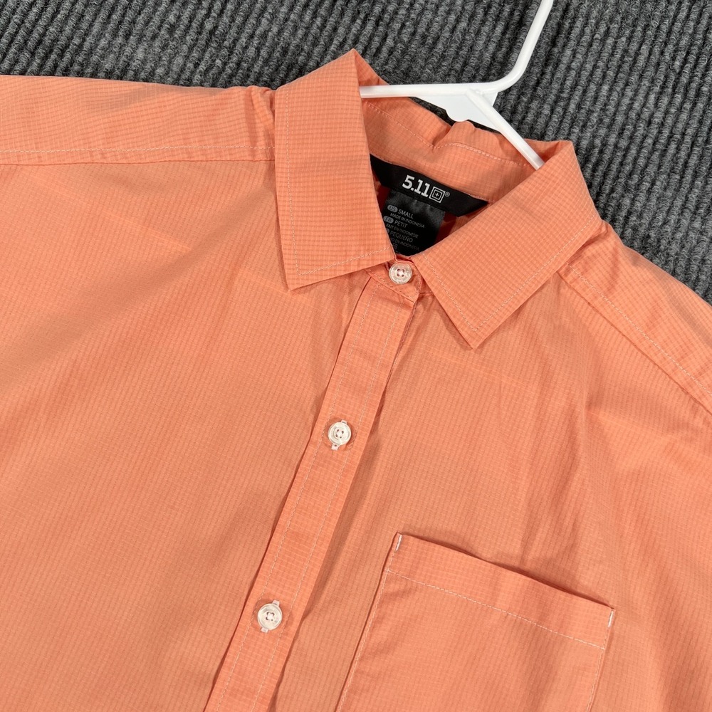 5.11 Shirt Womens Small Orange Short Sleeve Button Up Lightweight‎ Outdoor